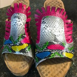 Socofy Snakeskin Print Sandal